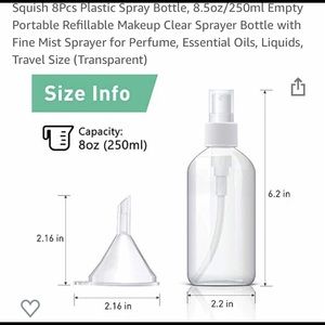 8pc Refillable FineMist Spray Bottles Travel Size